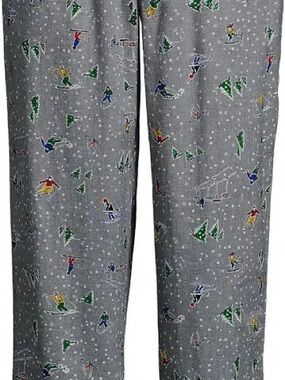 Land’s End Grey Ski & Tree Print Pajama Pants